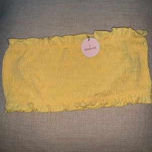 strapless yellow bra